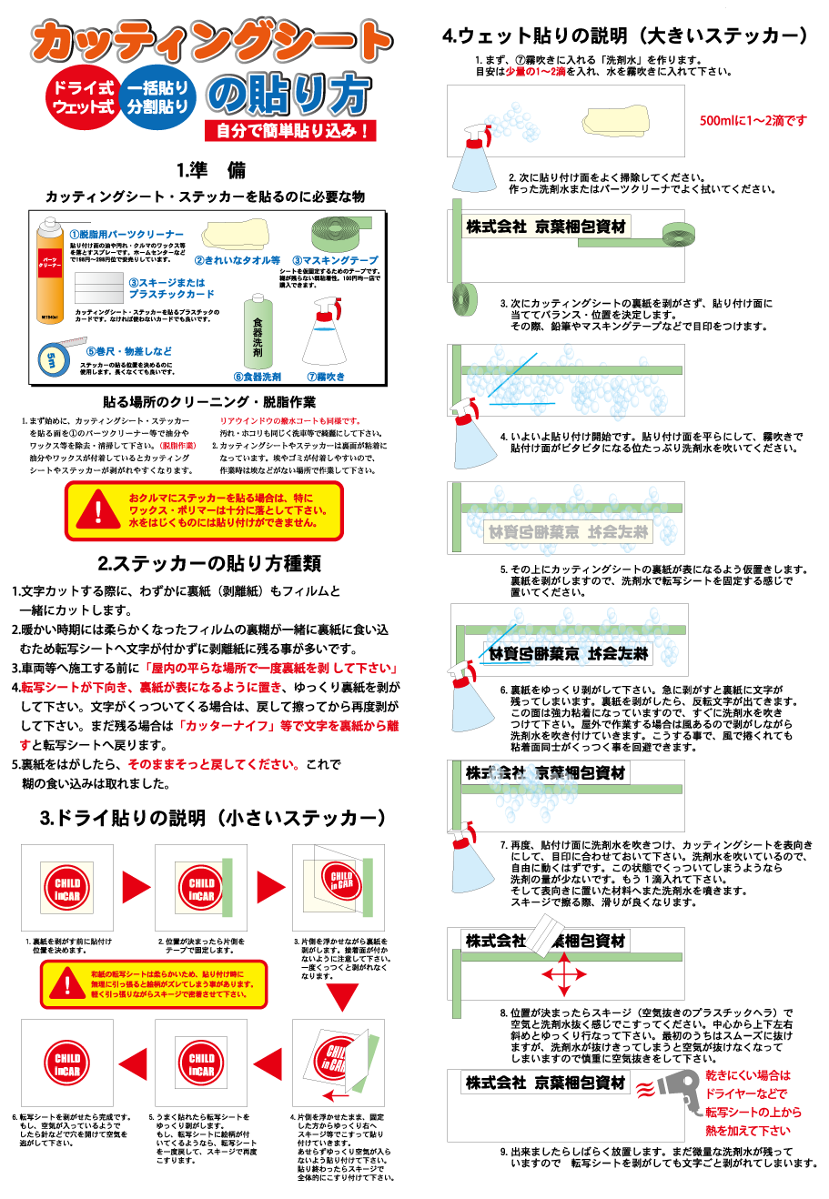 貼り方説明書 デザインスタジオ大吉堂